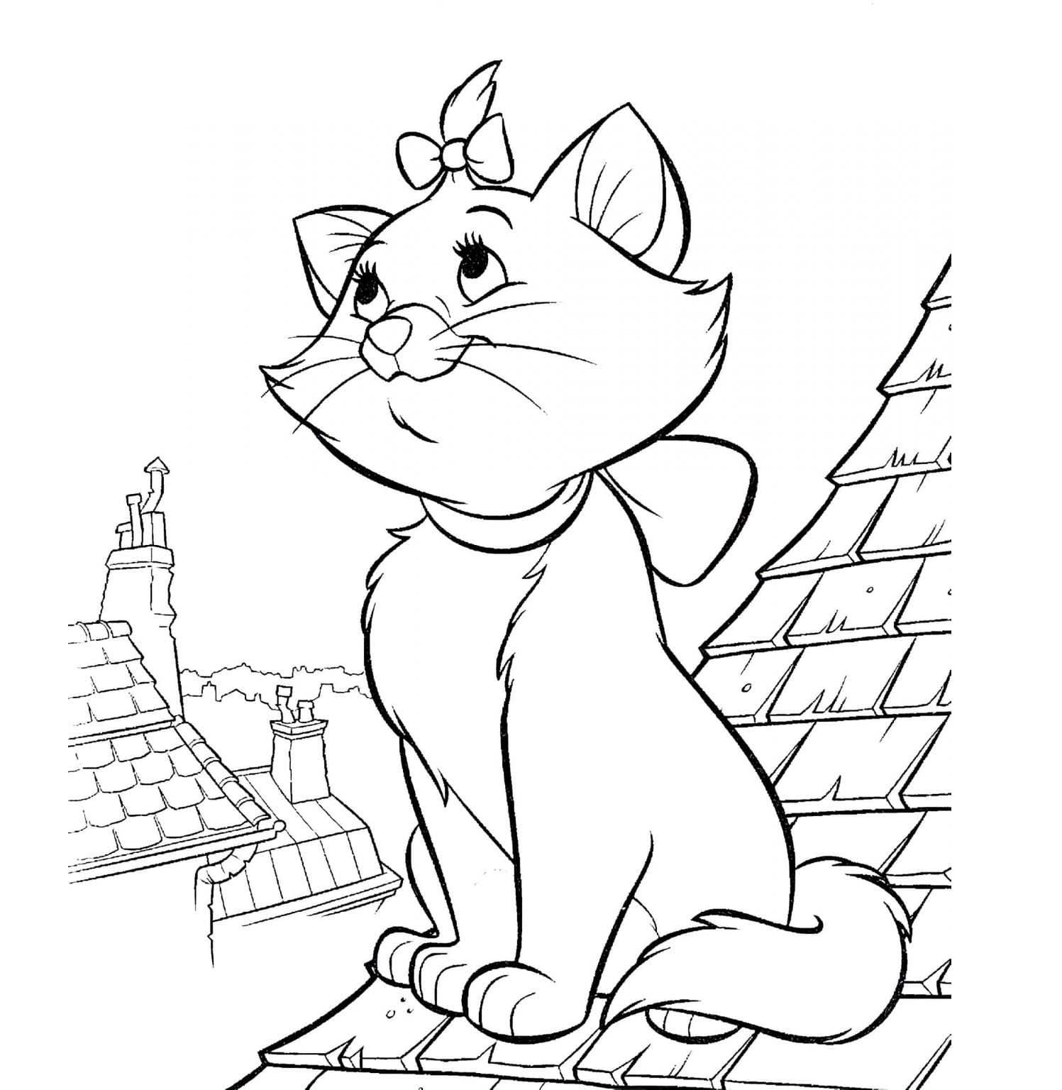 Dibujo de Imprimir Linda Gata Marie para Colorear para Colorear y Imprimir