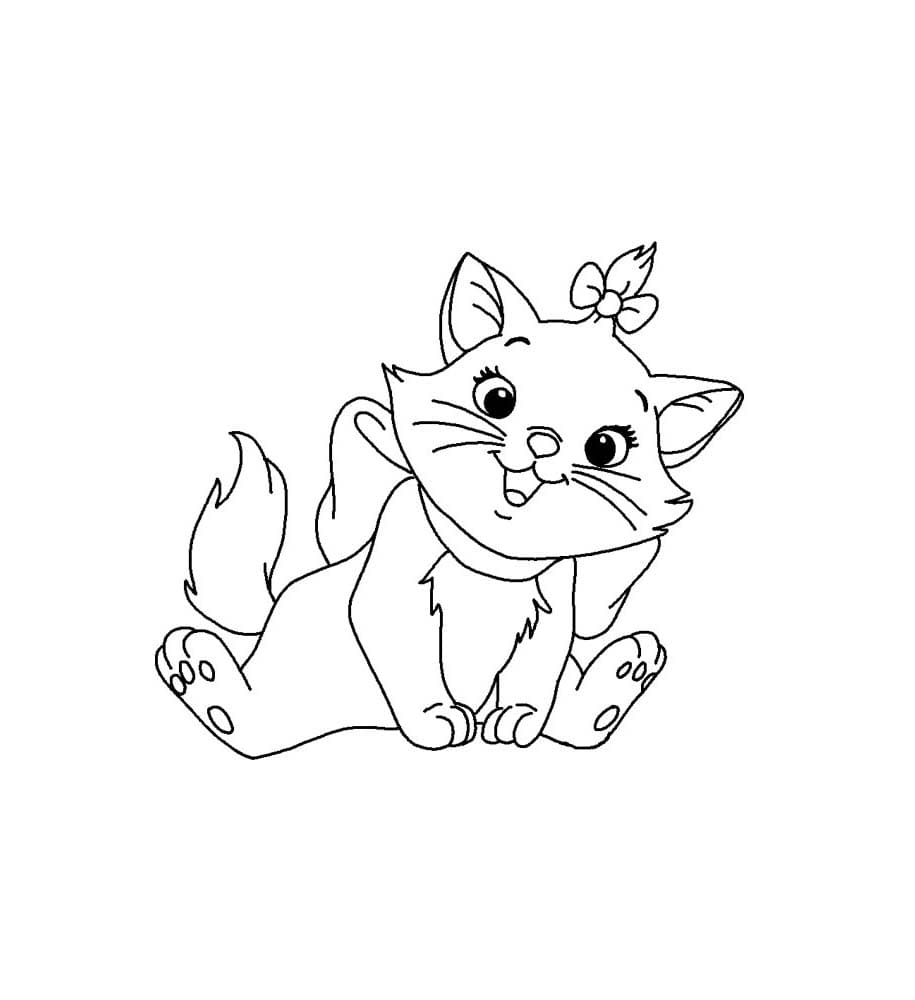 Dibujo de Imprimir Linda Imagen de Gato Marie para Colorear para Colorear y Imprimir