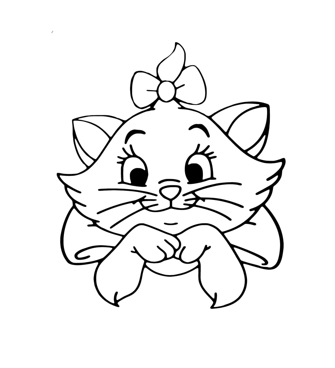 Dibujo de Linda Cabeza de Gato Marie para Colorear para Colorear y Imprimir