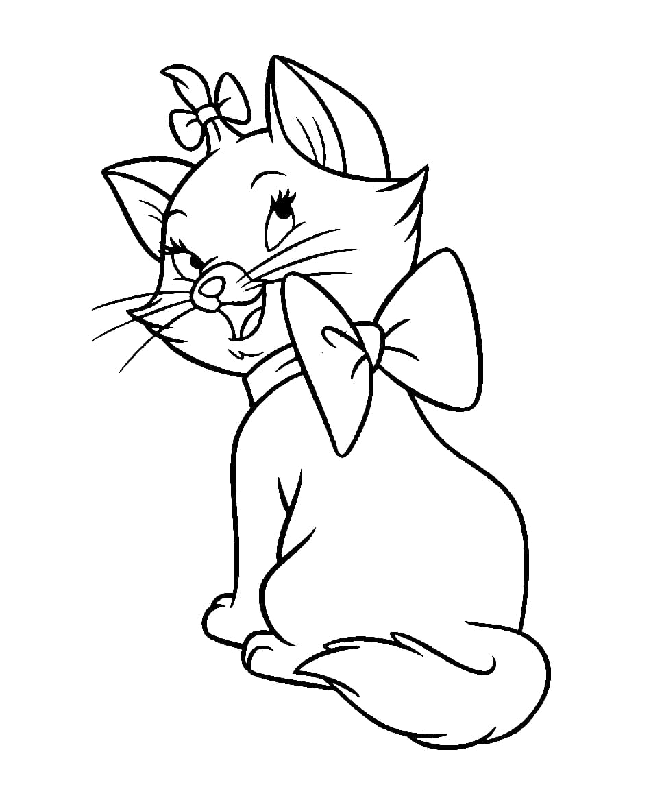 Dibujo de Linda Gatita Marie Gratis para Colorear para Colorear y Imprimir