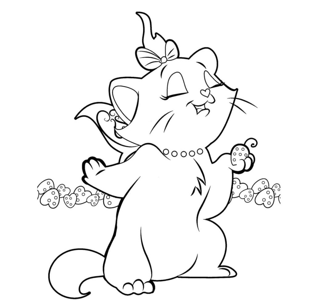 Dibujo de Linda Imagen de Gato Marie para Colorear para Colorear y Imprimir