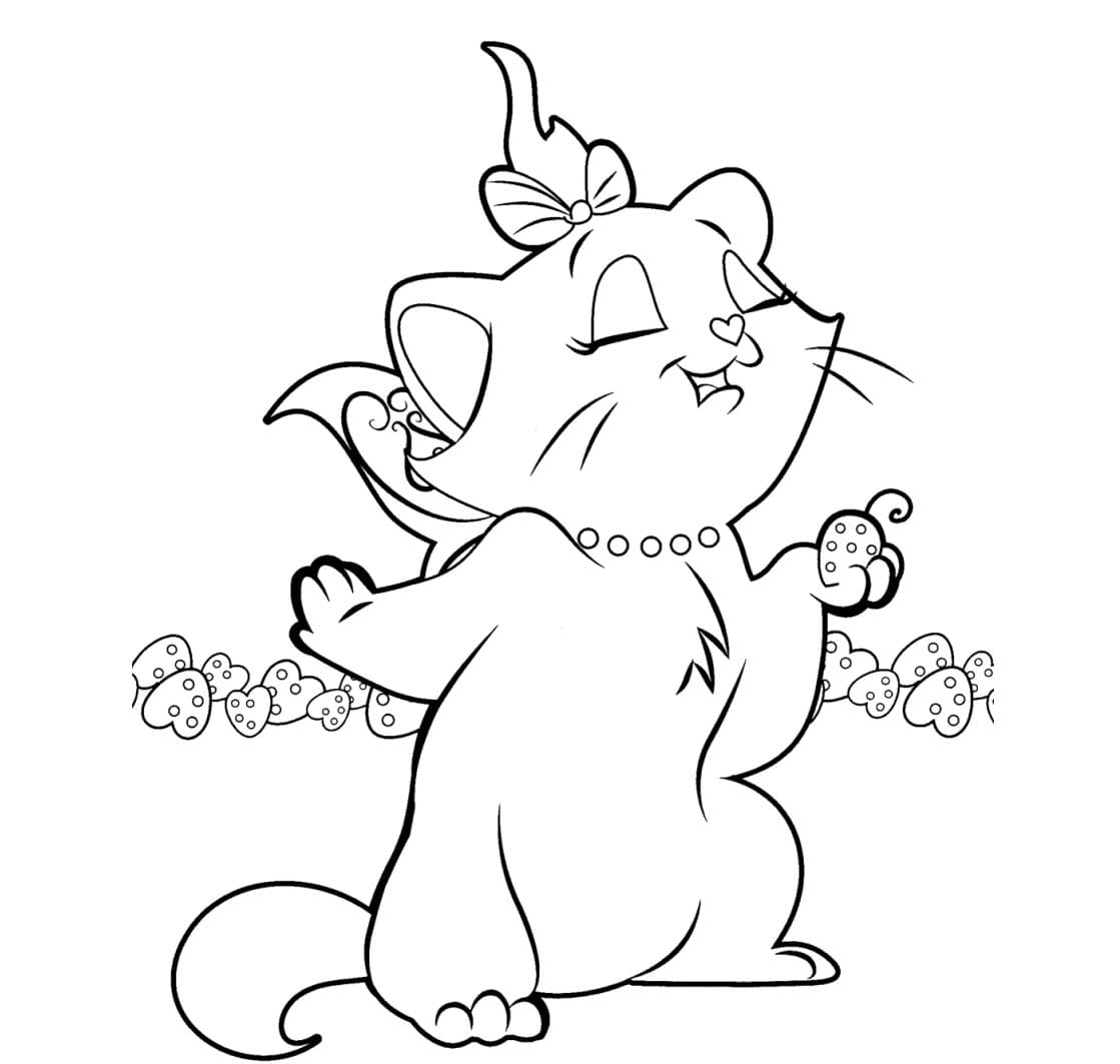 Dibujo de Linda Imagen de Gato Marie para Colorear para Colorear y Imprimir