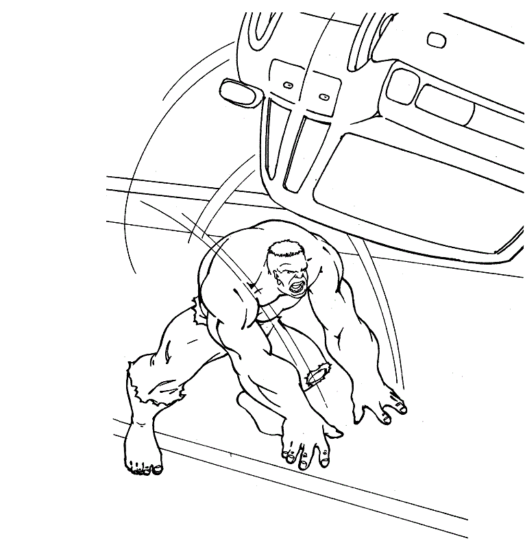 Dibujo de Coche Arrojadizo de Hulk para Colorear y Imprimir