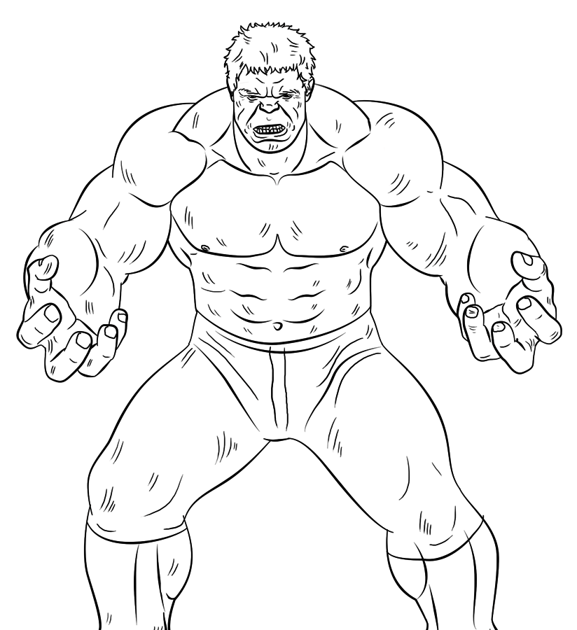 Dibujo de El Hulk para Colorear y Imprimir