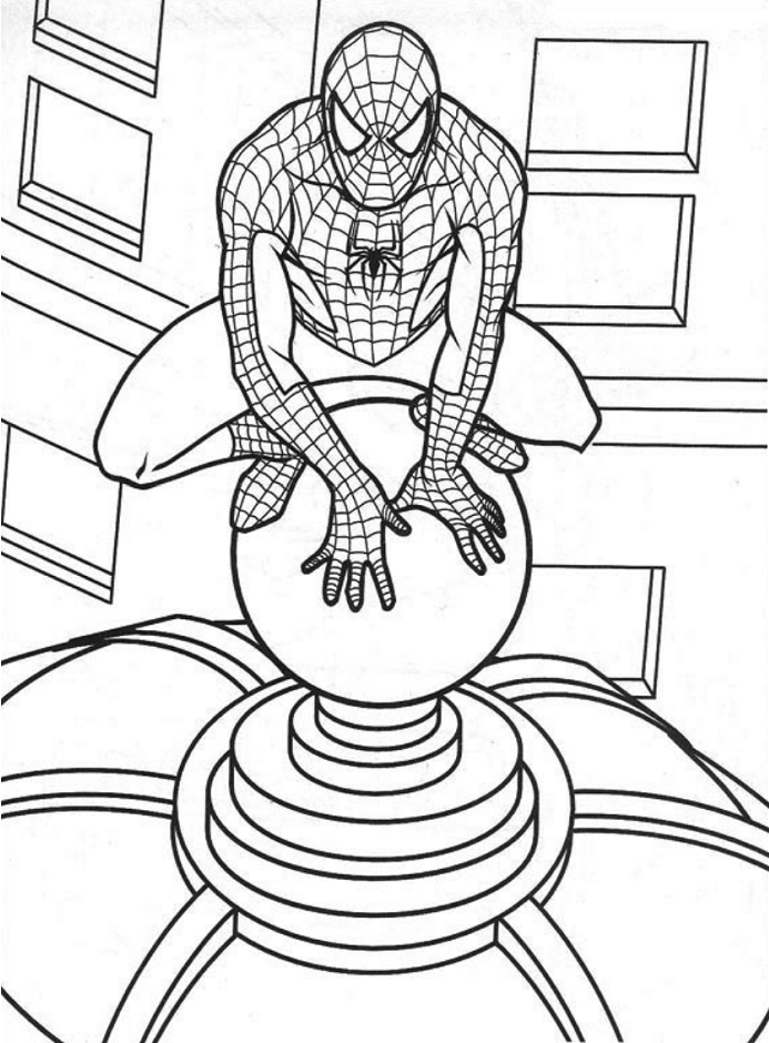 Dibujo de Hombre Araña En El Techo para Colorear y Imprimir