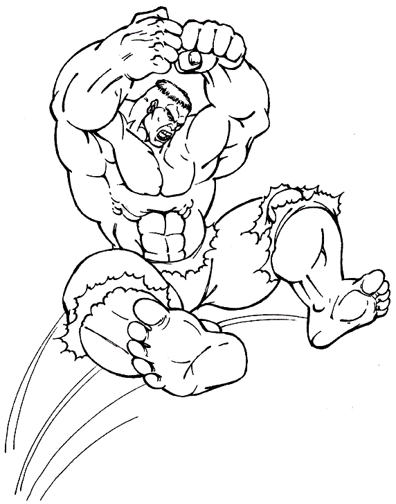 Dibujo de Hulk Saltando para Colorear y Imprimir
