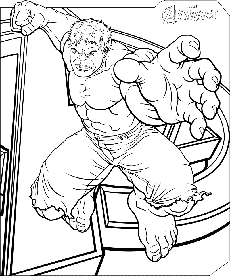Dibujo de Marvel Vengadores Hulk para Colorear y Imprimir