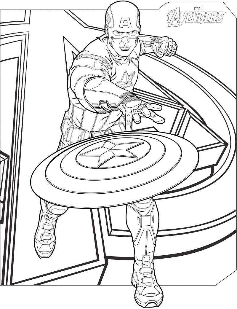 Dibujo de Vengadores Marvel Capitán América para Colorear y Imprimir