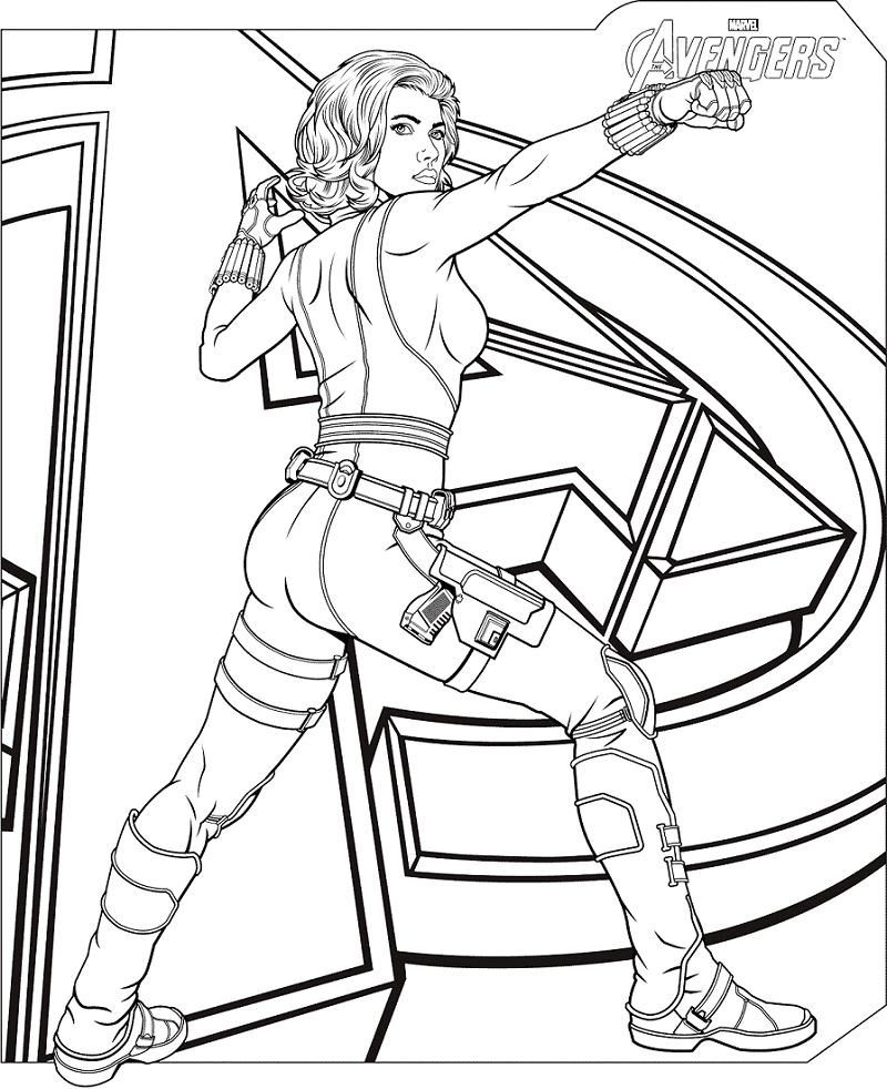 Dibujo de Vengadores Marvel Viuda Negra para Colorear y Imprimir