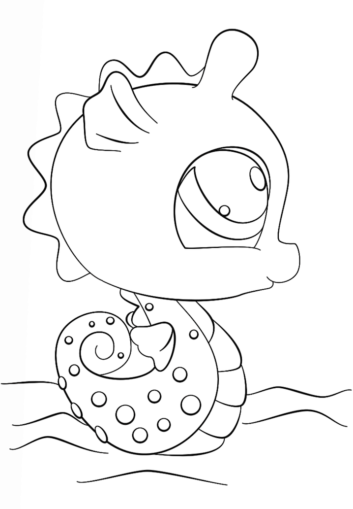Dibujo de Caballito de Mar de Más Pequeña Tienda de Mascotas para Colorear y Imprimir