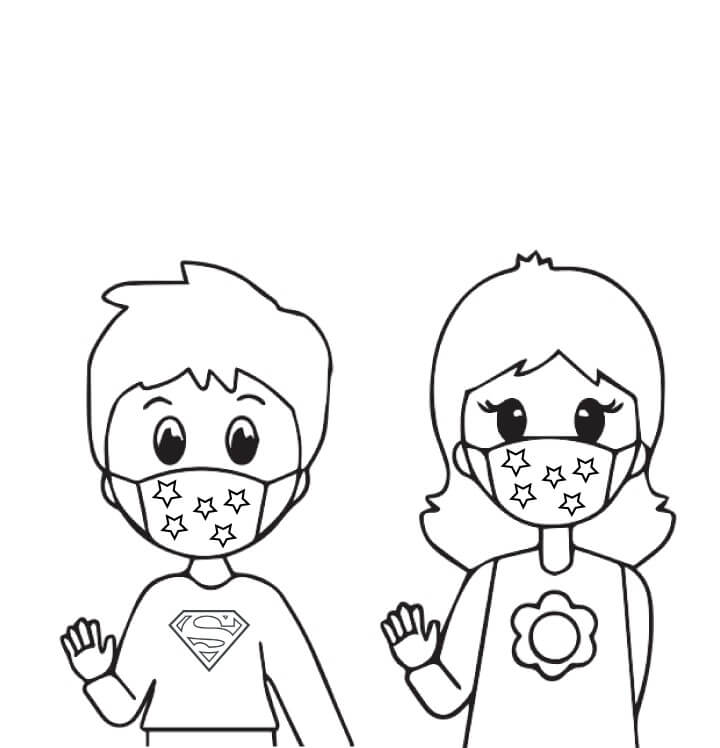 Dibujo de Covid 19 Con Máscara para Colorear y Imprimir
