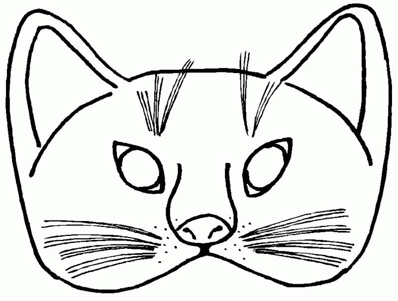 Dibujo de Dibujo de Máscara de Gato para Colorear y Imprimir