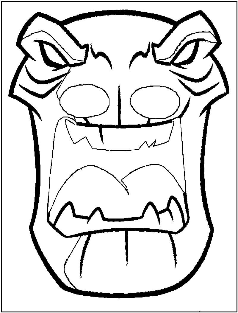 Dibujo de Dibujo de Máscara de Monstruo para Colorear y Imprimir