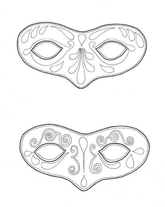 Dibujo de dos Máscaras para Colorear y Imprimir