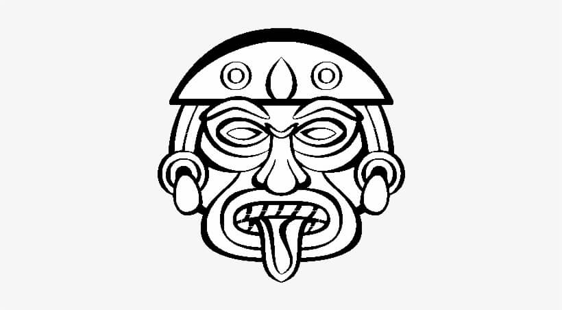 Dibujo de Máscara Azteca para Colorear y Imprimir