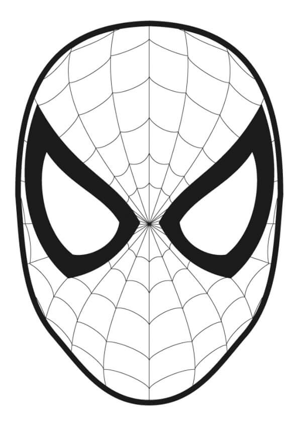 Dibujo de Máscara Básica de Hombre Araña para Colorear y Imprimir
