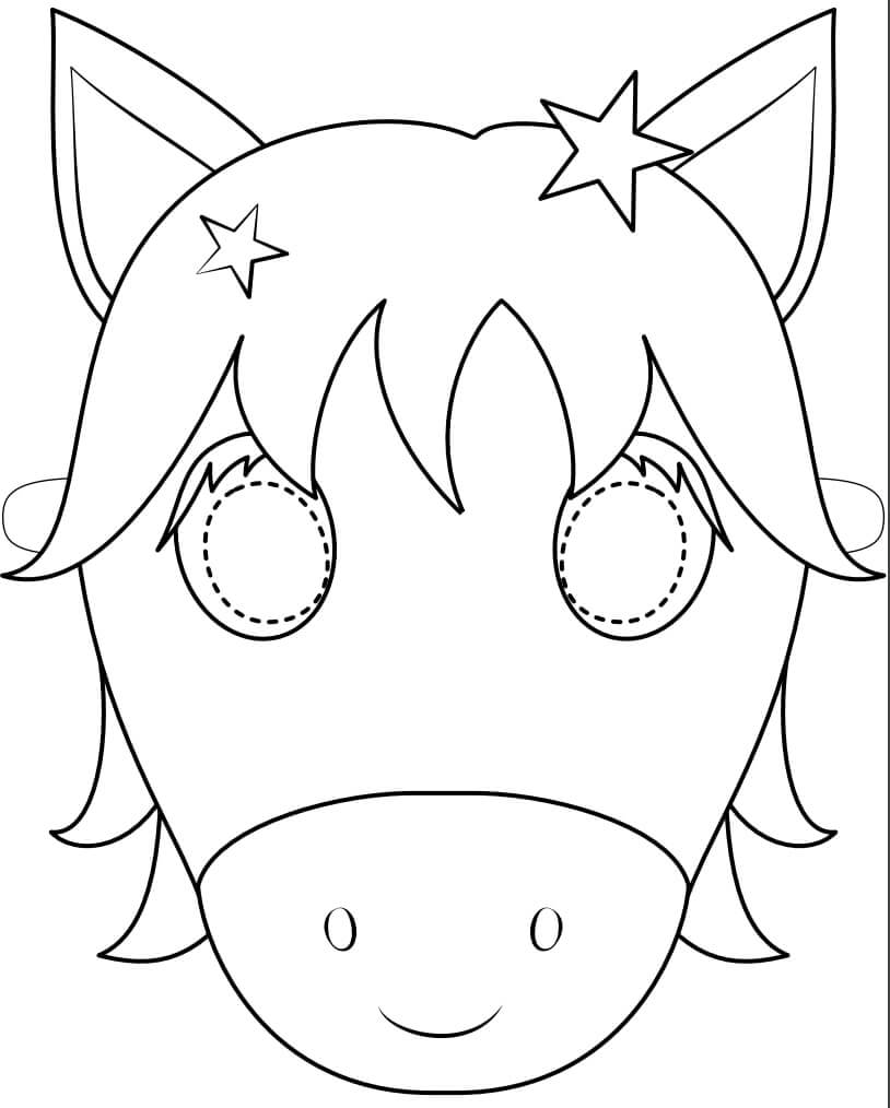 Dibujo de Máscara Básica de Unicornio para Colorear y Imprimir