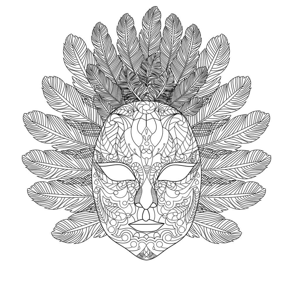 Dibujo de Máscara de Carnaval para Colorear y Imprimir