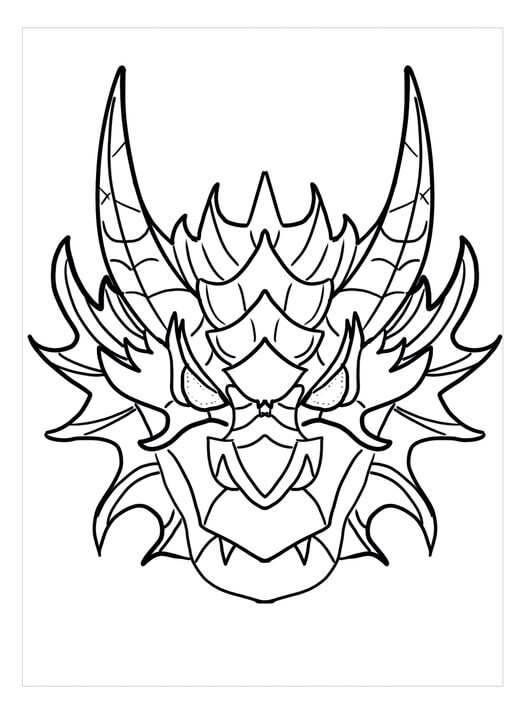 Dibujo de Máscara de Dragón Genial para Colorear y Imprimir