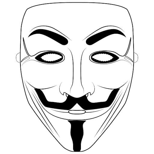 Dibujo de Máscara de Hacker para Colorear y Imprimir
