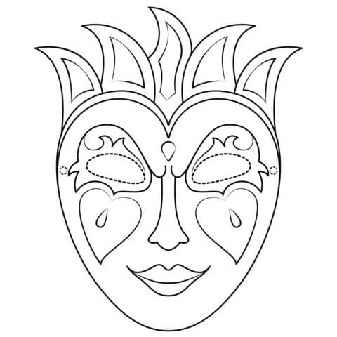 Dibujo de Máscara de Mardi Gras para Colorear y Imprimir