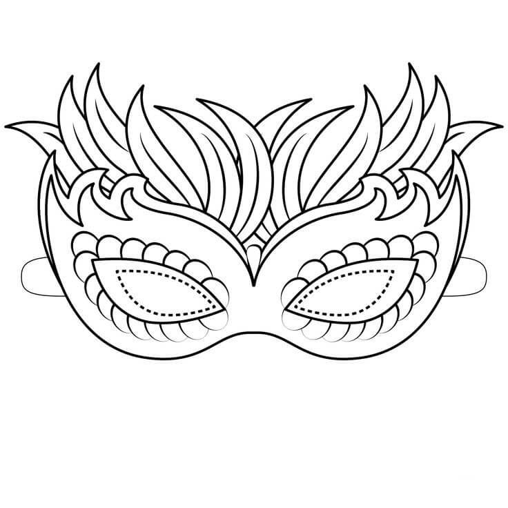 Dibujo de Máscara de Mascarada Simple para Colorear y Imprimir