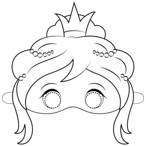 Dibujo de Máscara de Princesa para Colorear y Imprimir