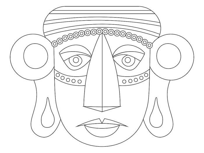Dibujo de Máscara Inca para Colorear y Imprimir