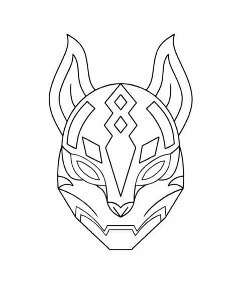 Dibujo de Máscara Kitsune Básica para Colorear y Imprimir