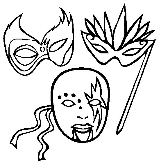 Dibujo de Tres Máscaras para Colorear y Imprimir