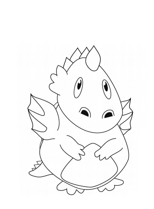 Dibujo de Bebé Dragón Gordo para Colorear y Imprimir