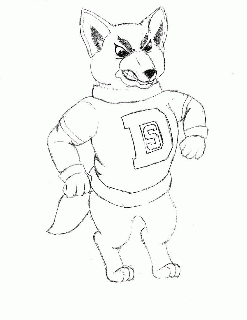 Dibujo de Dibujo de La Mascota Del Zorro para Colorear y Imprimir