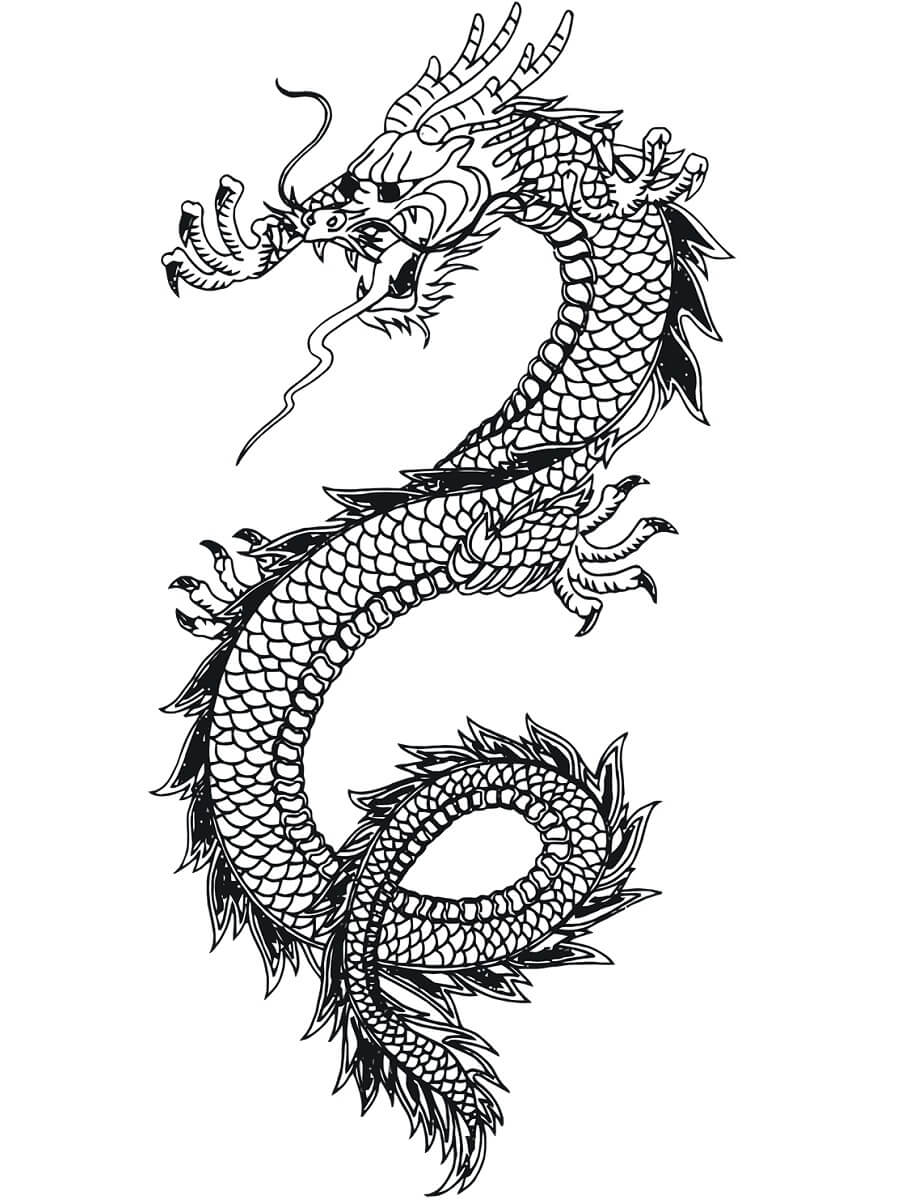 Dibujo de Gran Dragón Chino para Colorear y Imprimir