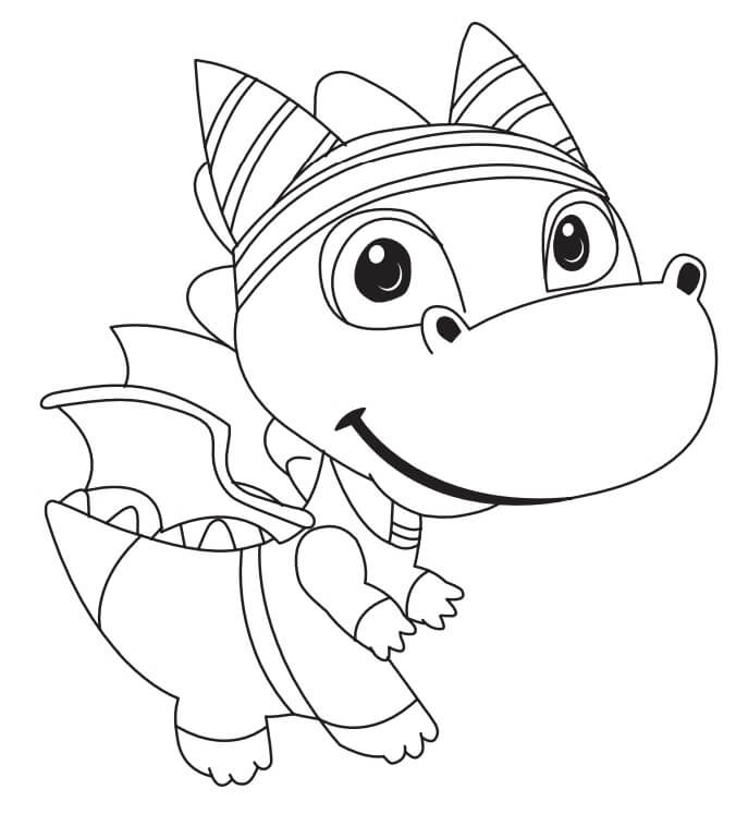 Dibujo de Lindo Dragón Sonriente para Colorear y Imprimir