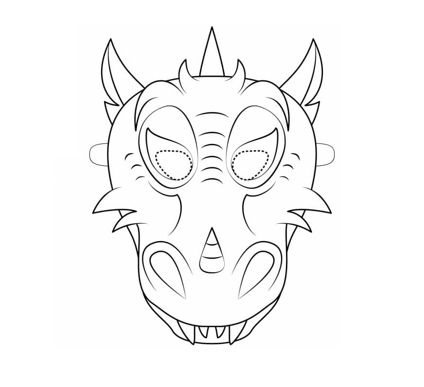 Dibujo de Máscara de Dragón para Colorear y Imprimir