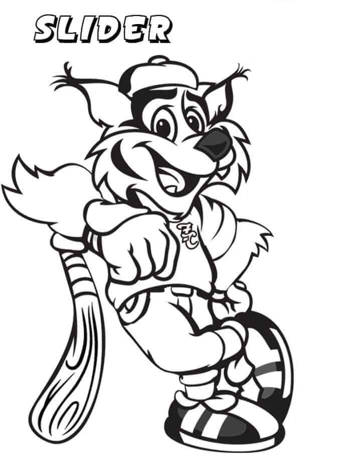 Dibujo de Mascota de Béisbol para Colorear y Imprimir