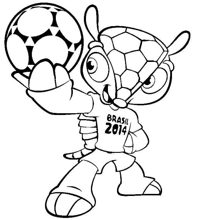 Dibujo de Mascota de Brasil de La Copa Mundial de La Fifa 2014 para Colorear y Imprimir