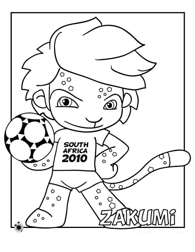 Dibujo de Mascota de La Copa Del Mundo 2010 para Colorear y Imprimir