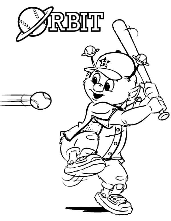 Dibujo de Orbita a La Mascota En Mlb para Colorear y Imprimir