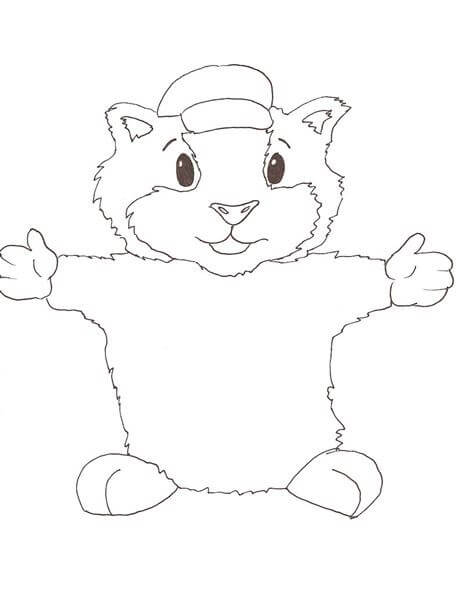 Dibujo de ¡Feliz Viejo Ratón Blanco para Colorear y Imprimir