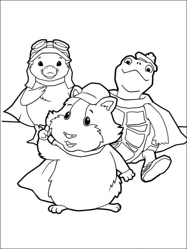Dibujo de Impresionantes Tres Mascotas Maravillosas para Colorear y Imprimir