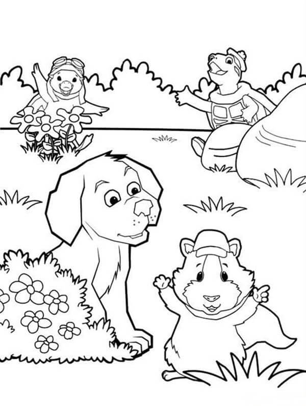 Dibujo de Mascotas Maravillosas y Perro ¡Feliz para Colorear y Imprimir