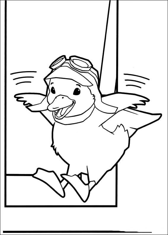 Dibujo de Patito Ming Ming Volando para Colorear y Imprimir