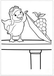Dibujo de Patito Ming Ming y Fruta para Colorear y Imprimir