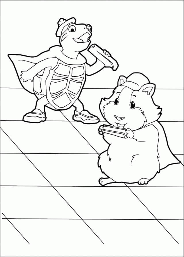Dibujo de Tuck Tuck y Patito Ming Ming para Colorear y Imprimir