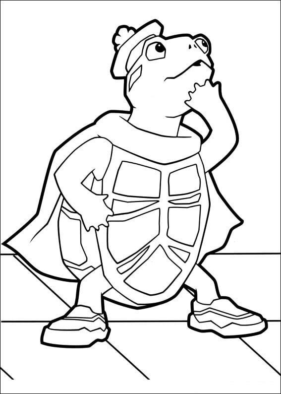 Dibujo de Turtle Tuck Pensando para Colorear y Imprimir
