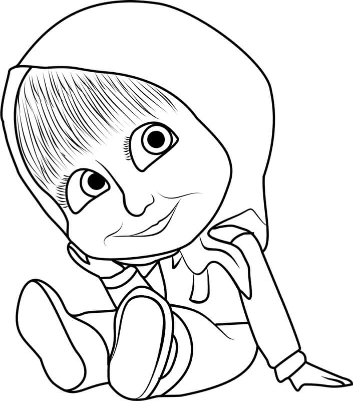 Dibujo de Bebé Masha Sonriendo para Colorear y Imprimir