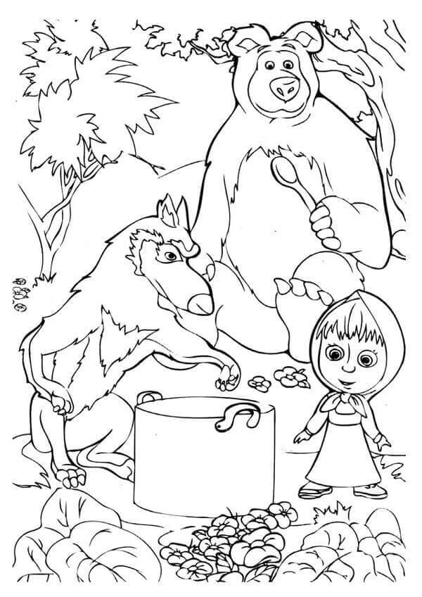 Dibujo de Cocina Masha para Colorear y Imprimir