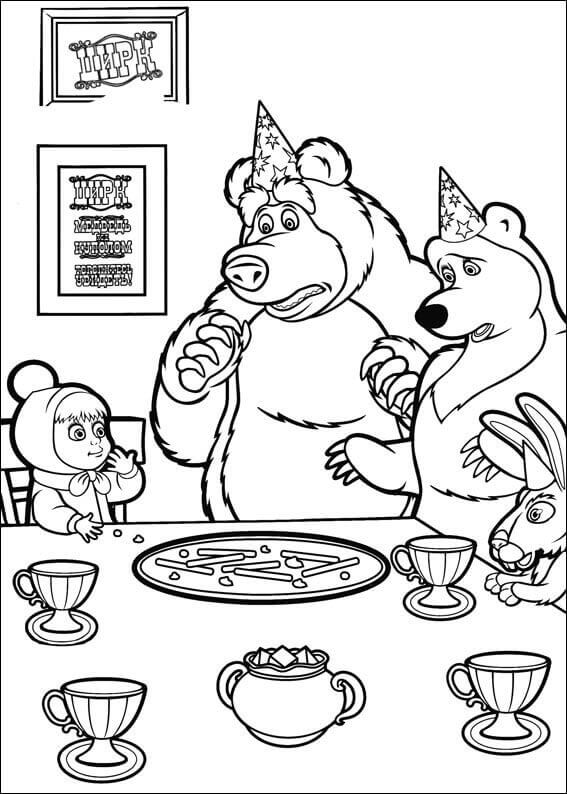 Dibujo de Masha Comiendo para Colorear y Imprimir