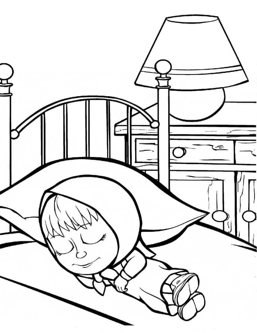 Dibujo de Masha Durmiendo para Colorear y Imprimir